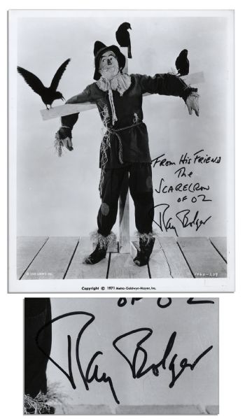 Ray Bolger 8'' x 10'' Photo Signed -- In Full Costume as Scarecrow in ''The Wizard of Oz''