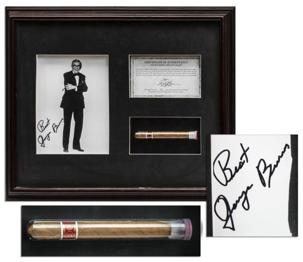 George Burns Personally Owned Cigar & Signed Photo -- With a COA From His Son -- ''...these were the very last cigars in my father's possession...''