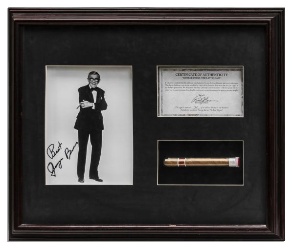 George Burns Personally Owned Cigar & Signed Photo -- With a COA From His Son -- ''...these were the very last cigars in my father's possession...''