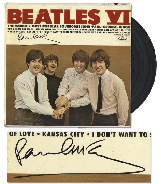 Paul McCartney Signed Beatles Record -- McCartney Signs First Pressing of Beatles Album ''Beatles VI''
