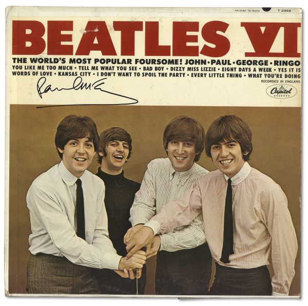 Paul McCartney Signed Beatles Record -- McCartney Signs First Pressing of Beatles Album ''Beatles VI''