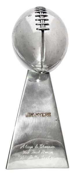 Dallas Cowboy Football Coach Jim Myers' Super Bowl & Retirement Trophy -- Myers Coached Alongside Cowboys Legend Tom Landry for 25 Years