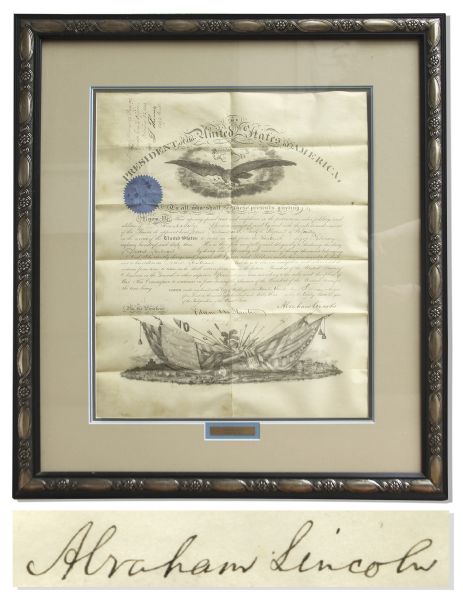 Abraham Lincoln Document Signed President Abraham Lincoln Near Mint Condition Military Document Signed From 1863 -- Appointing a Soldier KIA at Gettysburg