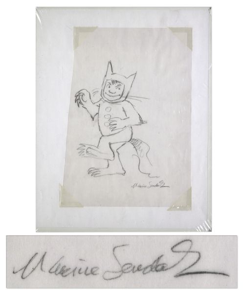 Maurice Sendak Signed Original Sketch -- Depicts Max From ''Where The Wild Things Are''