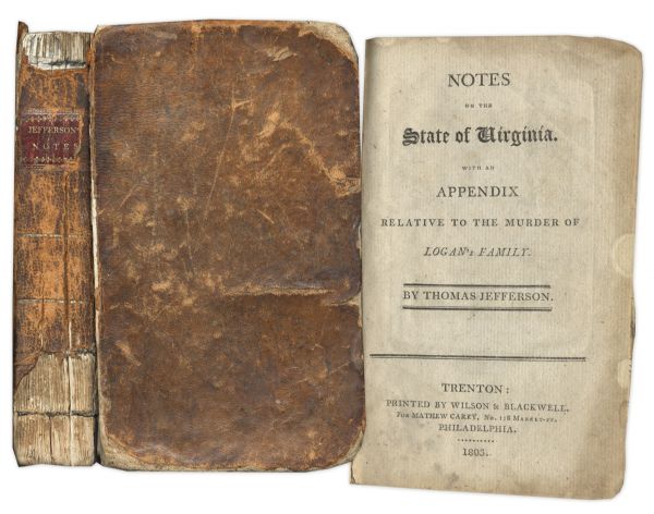 Thomas Jefferson's ''Notes on The State of Virginia'' From 1803 -- Early & Rare Printing