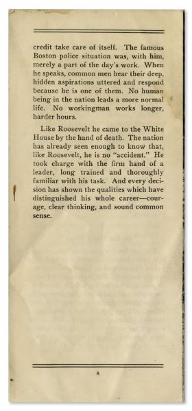 Calvin Coolidge Presidential Campaign Brochure