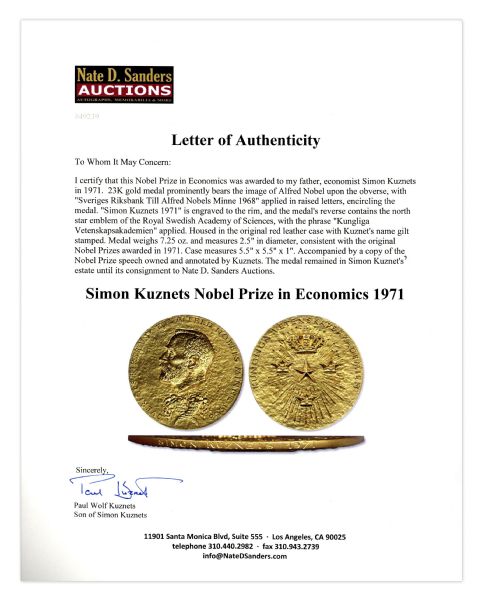 Nobel Prize Awarded to Economist Simon Kuznets in 1971 -- Inventor of the Kuznets Curve -- One of the Most Influential Economists of All Time
