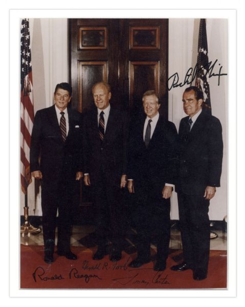 Rare 8'' x 10'' Photograph Signed by Four Presidents -- Signed by Nixon, Ford, Carter and Reagan -- With PSA/DNA COA