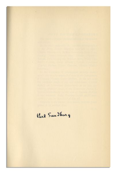 Carl Sandburg Signed Copy of ''Always the Young Strangers''