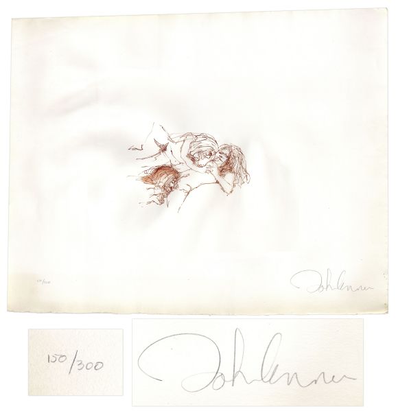 Beatles Drum Auction John Lennon Signed ''Bag One'' Print -- Number 150 Out of 300 -- With COA From Roger Epperson