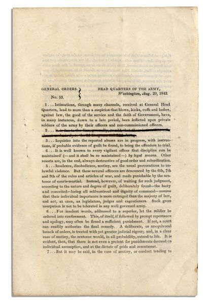 General Winfield Scott Document Signed -- Regarding Soldier Abuse in the Seminole Wars