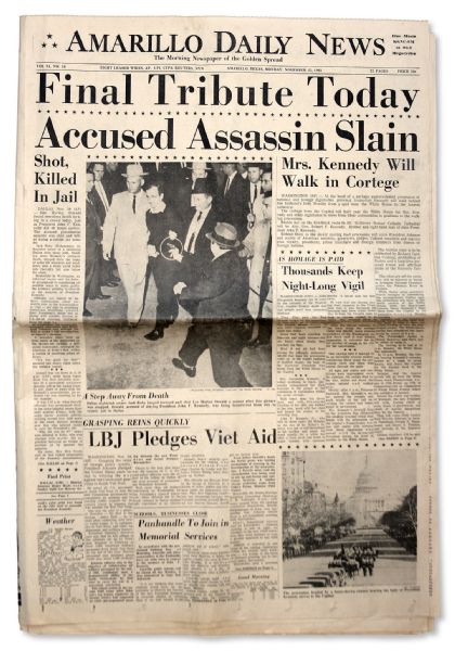 25 November 1963 Edition of the ''Amarillo Daily News'' Newspaper -- ''Final Tribute Today / Accused Assassin Slain''