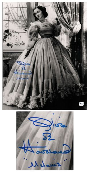 Olivia de Havilland Signed 11'' x 14'' Photo From ''Gone With The Wind''