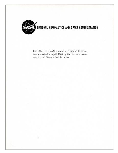 NASA Astronaut Ronald Evans Signed 8'' x 10'' Photo