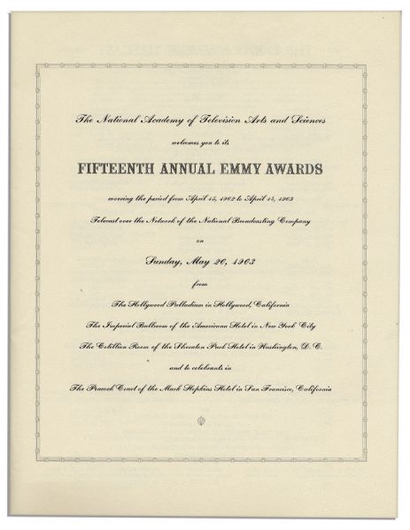 Program From the 1963 Emmy Awards Ceremony