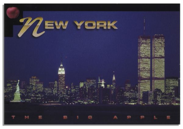 World Trade Center, New York City Full Color Postcard -- Postmarked 9/11/01