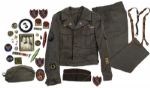Unique Collection of World War II Items Including a Full Uniform Worn by a Corporal in the 3rd Army -- Lot Includes Badges, Pins & a Personal Photo Owned by the Soldier