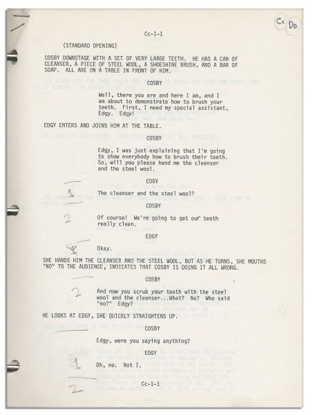 Bill Cosby Original Television Scripts From His Appearances on ''Captain Kangaroo'' -- With Handwritten Production Notes