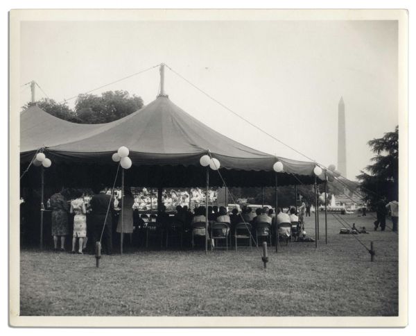 Original Photo of JFK at the White House -- Taken on the White House Lawn at Jackie Kennedy's First Concert For Crippled Children in 1961