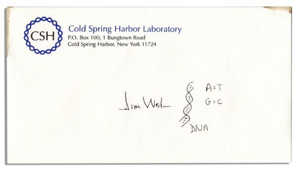 James Watson Signature & Drawing of DNA