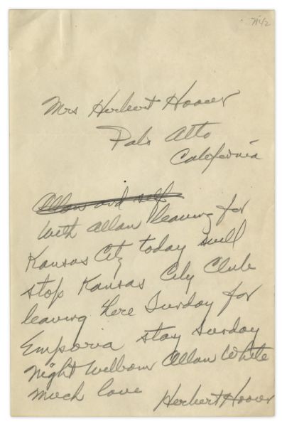 Herbert Hoover Autograph Letter Signed -- Handwritten Letters by Hoover Are Quite Scarce