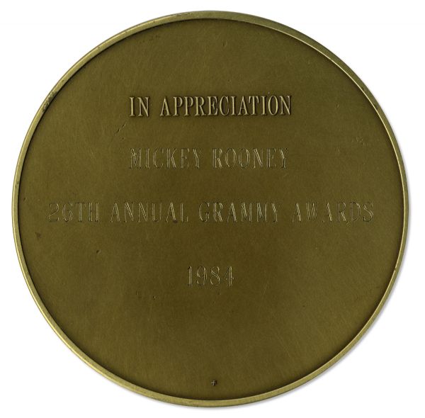 Grammy Medal Presented to Mickey Rooney in 1984