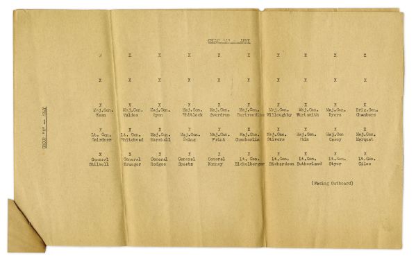 WWII Japanese Surrender Ceremony Document From the USS Missouri -- With Diagrams Showing Where Officers Should Sit, Schedule of Events, Etc. -- From the Estate of Commander Jasper Acuff