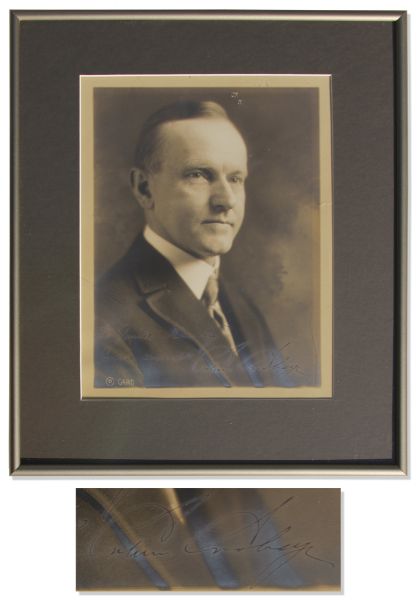 President Calvin Coolidge Signed Photograph -- Nicely Matted & Framed