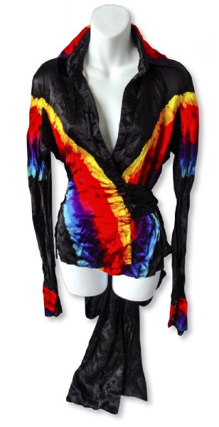 Cher Owned & Worn Colorful ''Invest in The Original Voyage'' Blouse