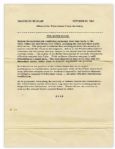 JFK Press Release on the Cuban Missile Crisis -- ...the Soviet Government in secretly introducing offensive weapons into Cuba...