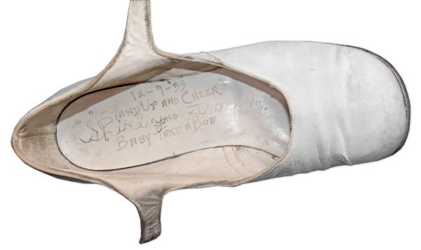 Shirley Temple Twice-Signed Original Dancing Shoes Worn in the Films Baby Takes a Bow and Stand Up And Cheer -- Temple Signs Each Shoe