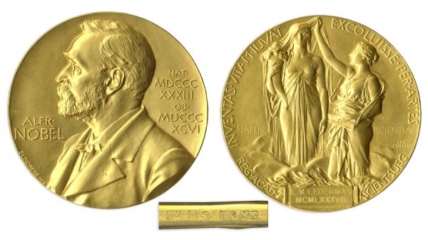 Nate Sanders Auctions Robert Thornton Nobel Prize Awarded to Physicist Leon Lederman in 1988 -- Won for His Groundbreaking Discovery of a New Atomic Particle -- One of Only 10 Nobel Prizes Ever to Be Auctioned