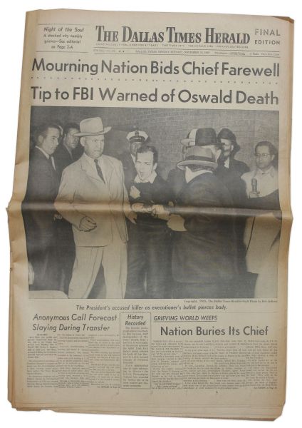 JFK Assassination Newspaper -- ''The Dallas Times Herald'' -- 25 November 1963
