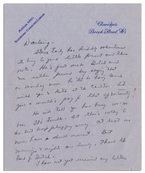 General Dwight Eisenhower WWII Autograph Letter Signed to His Wife, Mamie From London -- ''...we never have a dull moment...but mornings & nights are lonely...''