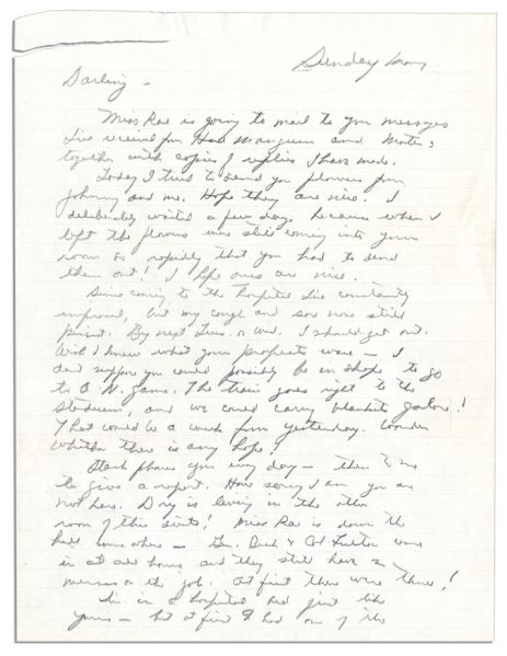 General Dwight Eisenhower Autograph Letter Signed to His Wife, Mamie -- ''...the only real reason I'm writing is just to tell you again I love you...''