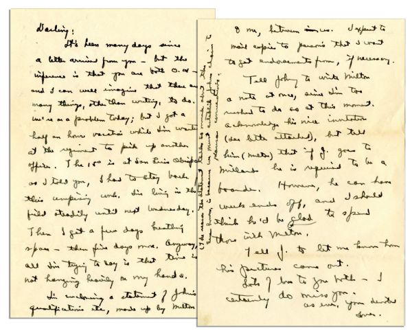 Eisenhower Autograph Letter Signed in 1940 Regarding His Son's Admission to West Point -- ''...I'm enclosing a statement of John's qualifications...I expect to mail copies...to get endorsements...''
