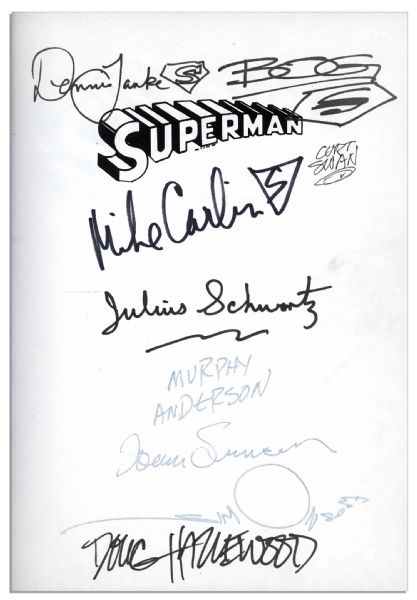 ''Superman From the 30's to the 70's'' -- Signed by 9 of Superman's Contributors Including Illustration Team Curt Swan & Murphy Anderson & ''Death of Superman'' Artists Janke and Bogdanove