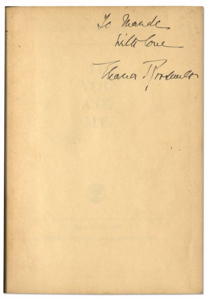 Eleanor Roosevelt Signed Copy of ''If You Ask Me'' -- Rare Title Signed by the First Lady