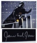 Star Wars 14 x 11 Photo Signed by Darth Vaders Voice, James Earl Jones and by Dave Prowse, Who Played Him Onscreen in the Original Trilogy -- Fine