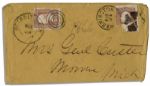 George Custer Autograph Envelope Made Out to His Wife Mrs. Genl Custer