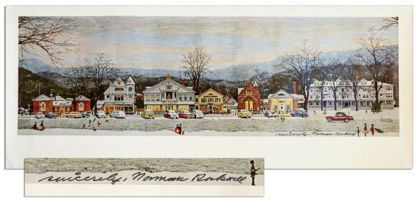 Norman Rockwell Signed Print of His Iconic ''Main Street at Christmas''