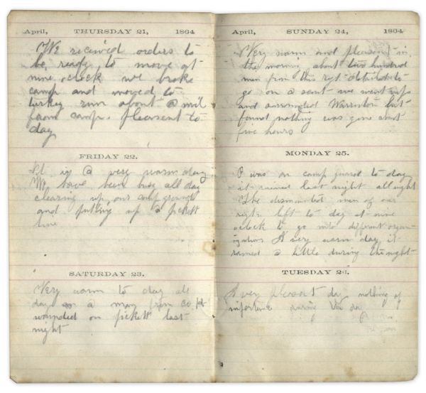 Civil War Diary From Maine 1st Cavalryman -- Extensive Battle Content on the Overland Campaign --  ''...we lost 70 men...Our prisoners went out today to bury our dead at Reams Station...''