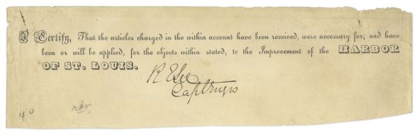 Robert E. Lee Document Signed -- Signed While Lee Was Captain of the Army Corps of Engineers in 1838