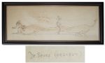 Dr. Seuss Original 66 x 29.5 1940s Drawing of His Famous Dachshund, Representing Germans in WWII -- Measures Nearly Six Feet Long!