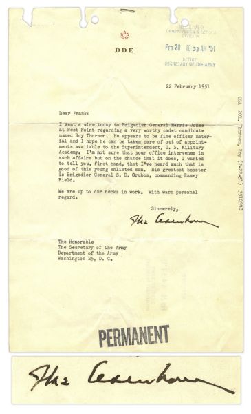 Dwight Eisenhower Typed Letter Uniquely Signed ''Ike Eisenhower'' -- ''...We are up to our necks in work...''