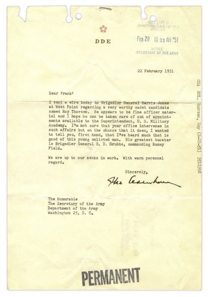 Dwight Eisenhower Typed Letter Uniquely Signed ''Ike Eisenhower'' -- ''...We are up to our necks in work...''