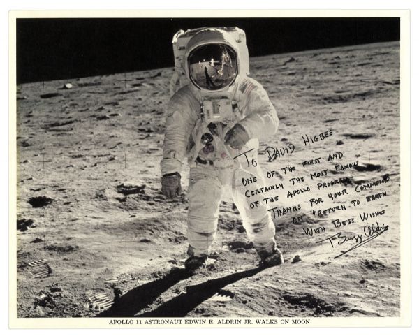 Buzz Aldrin Signed 8'' x 10'' Photograph on the Moon