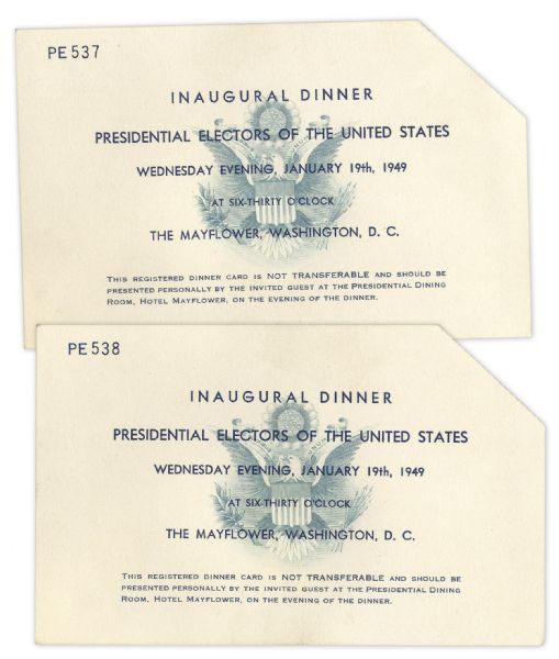 Harry Truman 1949 Inauguration Lot -- Original Programs, Invitation & Tickets to Inaugural Dinner