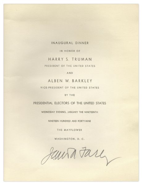 Harry Truman 1949 Inauguration Lot -- Original Programs, Invitation & Tickets to Inaugural Dinner