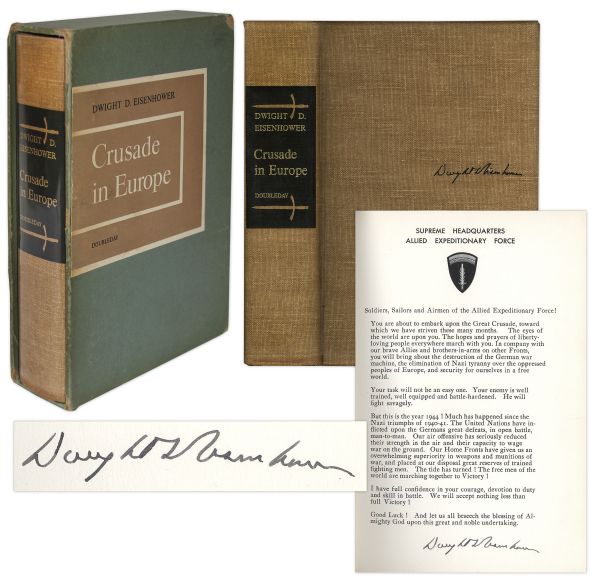 Dwight D. Eisenhower Signed D-Day Speech From ''Crusade in Europe'' -- Rare Signed Speech Is Very Desirable Among Presidential & WWII Collectors